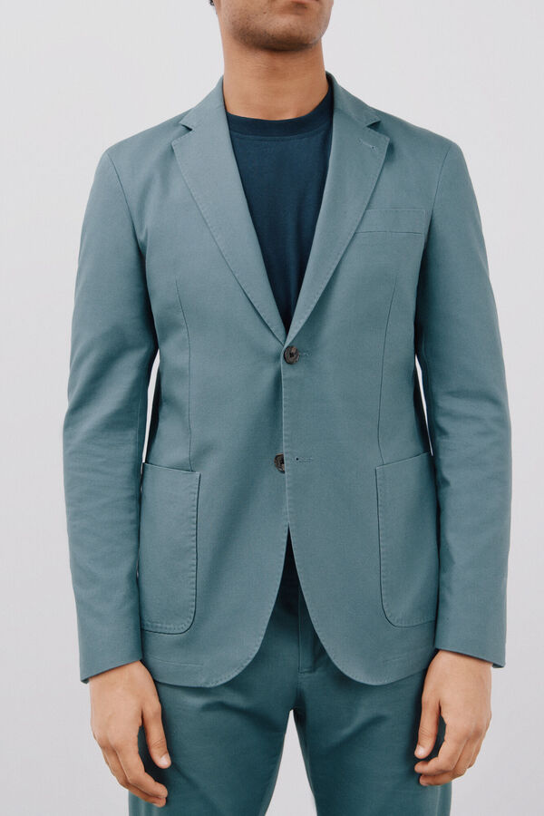 Cortefiel Americana algod&oacute;n y lino Turquesa