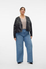 Vero Moda Curve Blus&atilde;o com efeito de pele Curve Preto