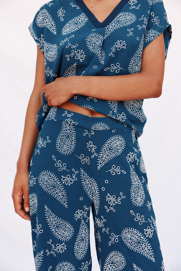 Cortefiel Cal&ccedil;as largas estampadas Azul