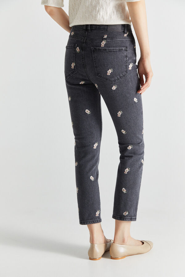 Cortefiel Calças jeans bordadas Cinzento