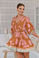 Jaase Vestido mini estampado Jayde Laranja