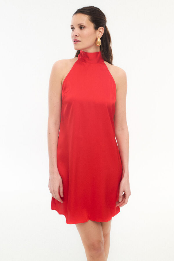 Vila Short satin dress Vermelho