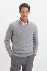 Cortefiel Jersey lana lambswool cuello pico Gris