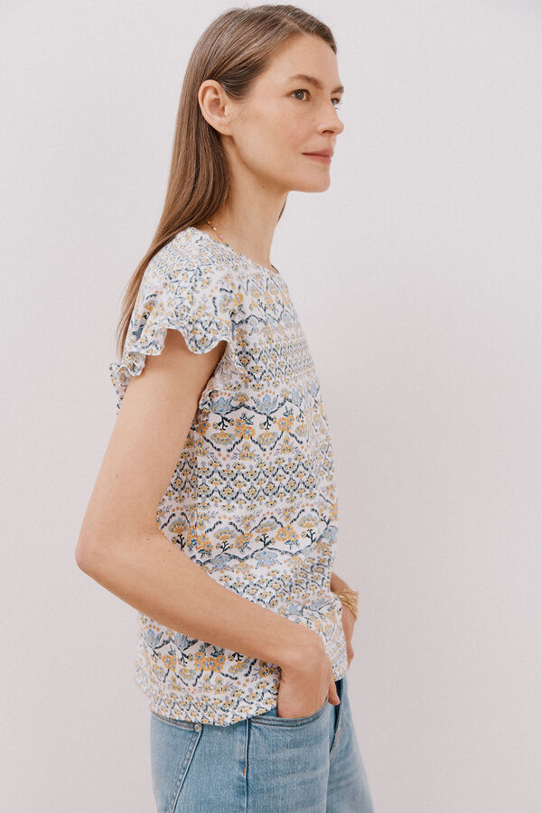 Cortefiel Camiseta básica volante Estampado beige