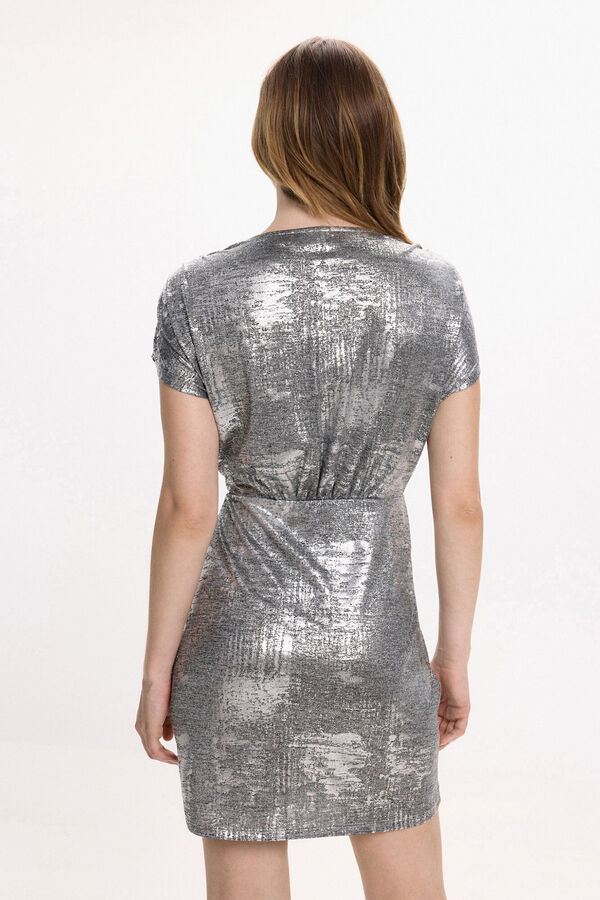 Vila Vestido curto met&aacute;lico Cinzento
