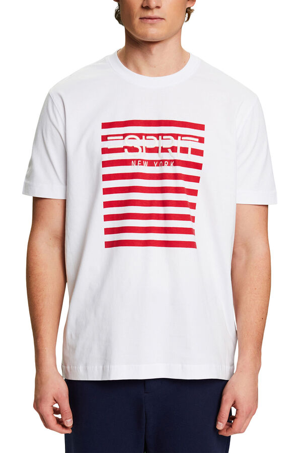 Esprit T-shirt logo algod&atilde;o regular fit Impress&atilde;o