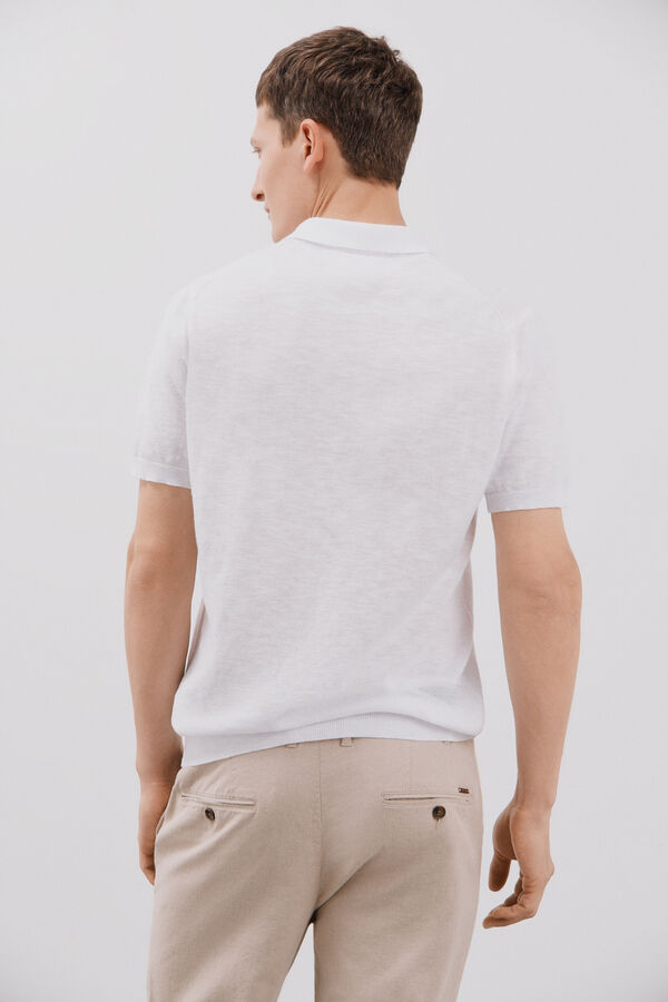 Cortefiel Suéter polo de algodão manga manga curta Branco