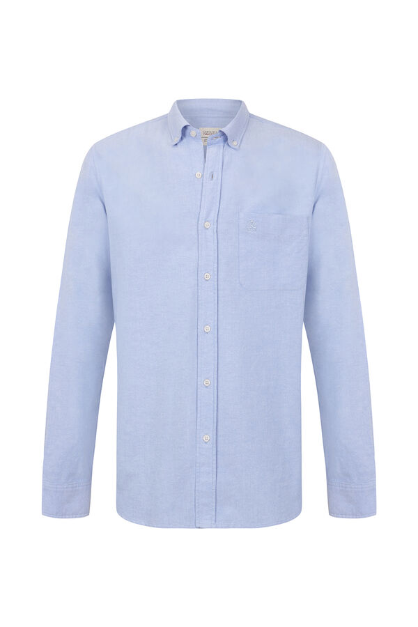 Cortefiel Camisa oxford engomado liso Azul