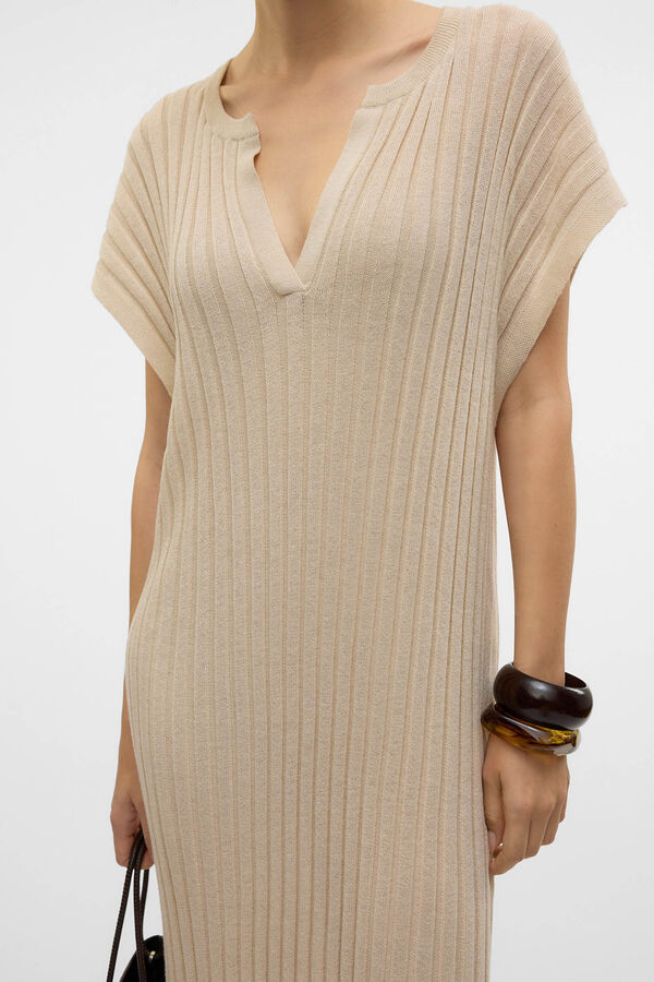 Vero Moda Vestido midi canalé Gris