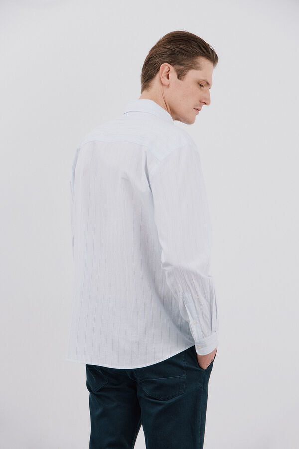 Cortefiel Camisa seersucker rayas Azul