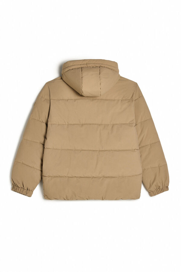 OOTO Casaco comprido acolchoado fecho-éclair Tostado