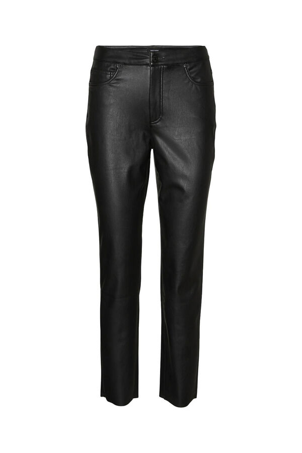 Vero Moda Pantalón recto efecto piel Negro