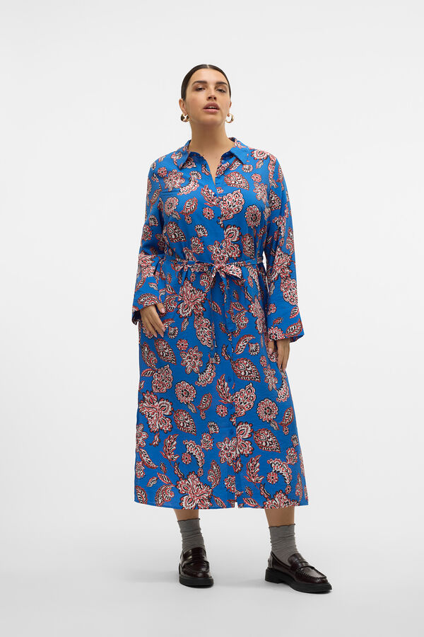 Vero Moda Curve Vestido midi camisero talla grande Azul