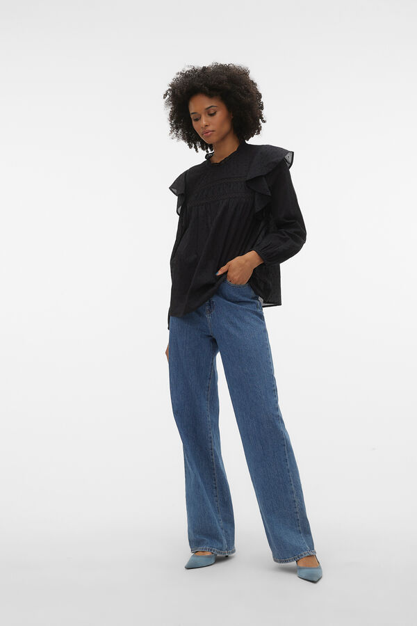 Vero Moda Top plumeti volantes Negro