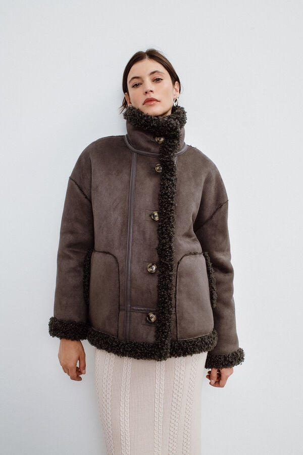 Object Sobretudo curto dupla face Cinzento