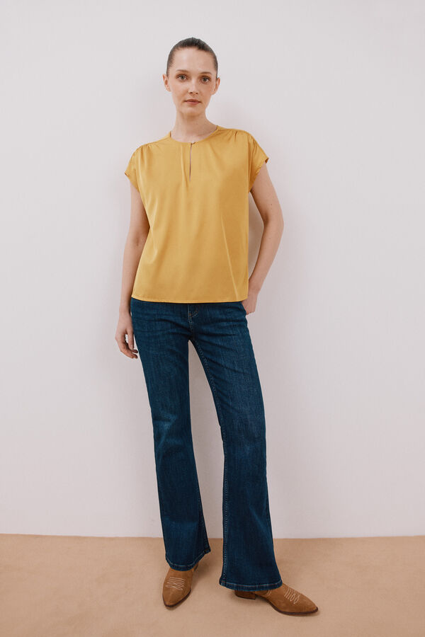 Cortefiel Top combinado acetinado Dourado