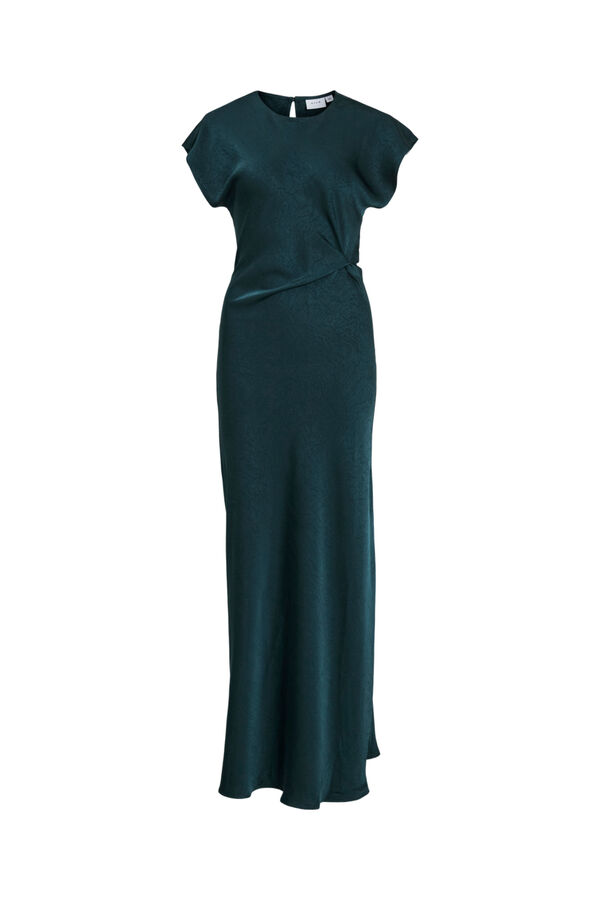 Vila Vestido largo satinado de fiesta Verde oscuro