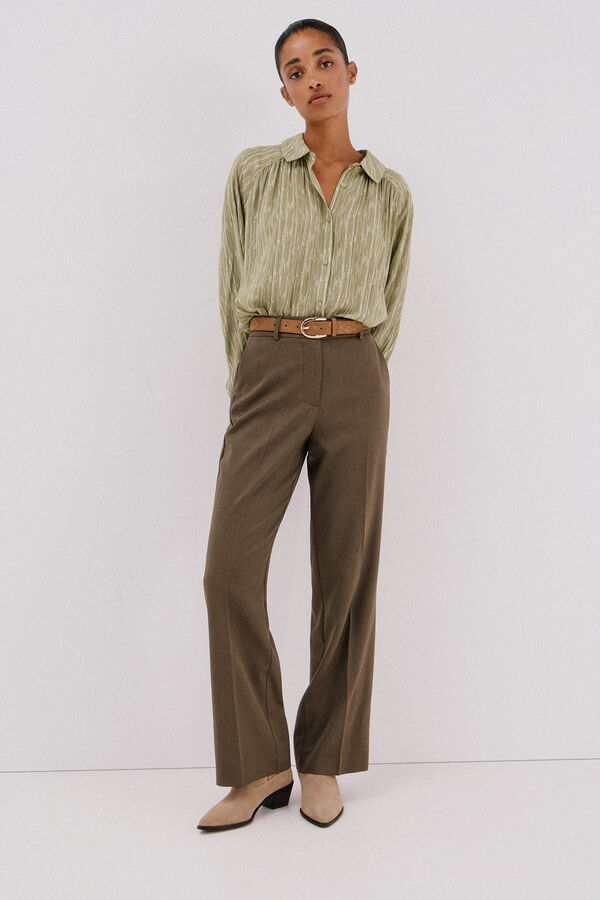 Cortefiel Blusa fluida estampada lurex Estampado verde