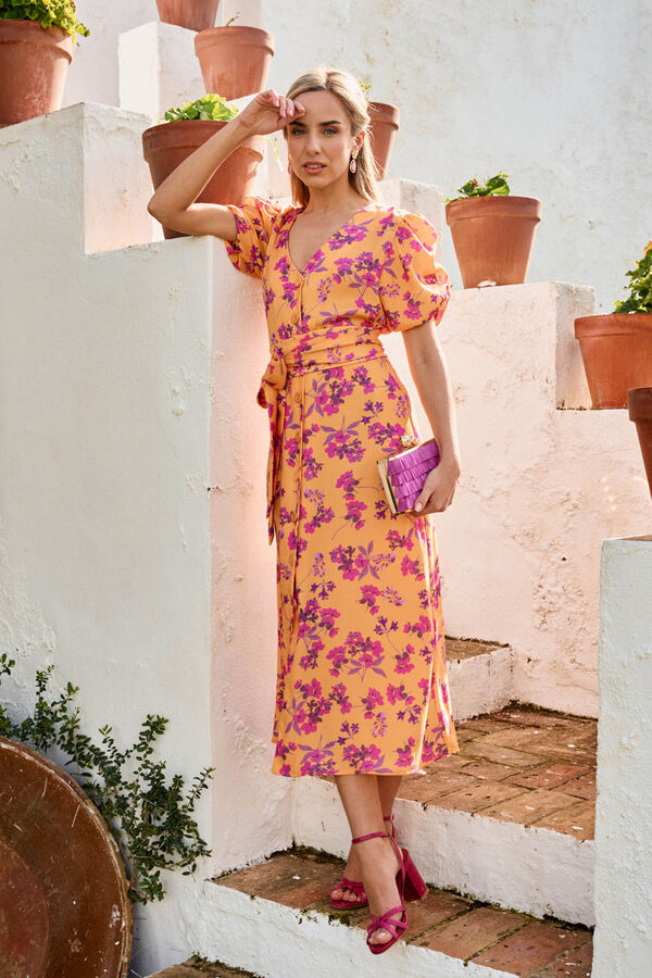 Pol&iacute;n Et Moi Vestido de flores Sua Dourado