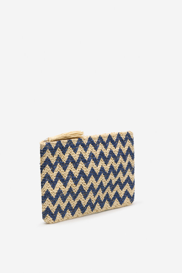 Cortefiel Bolso tote estampado espiga Estampado azul