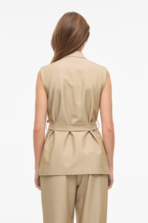Vila Chaleco de vestir con lazada Beige