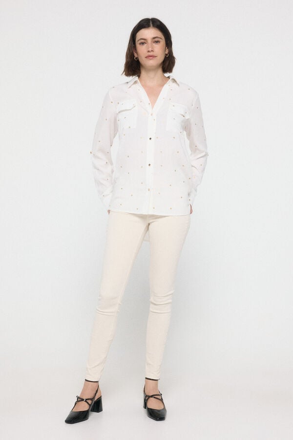 Vero Moda Camisa de manga larga con detalle lurex Blanco