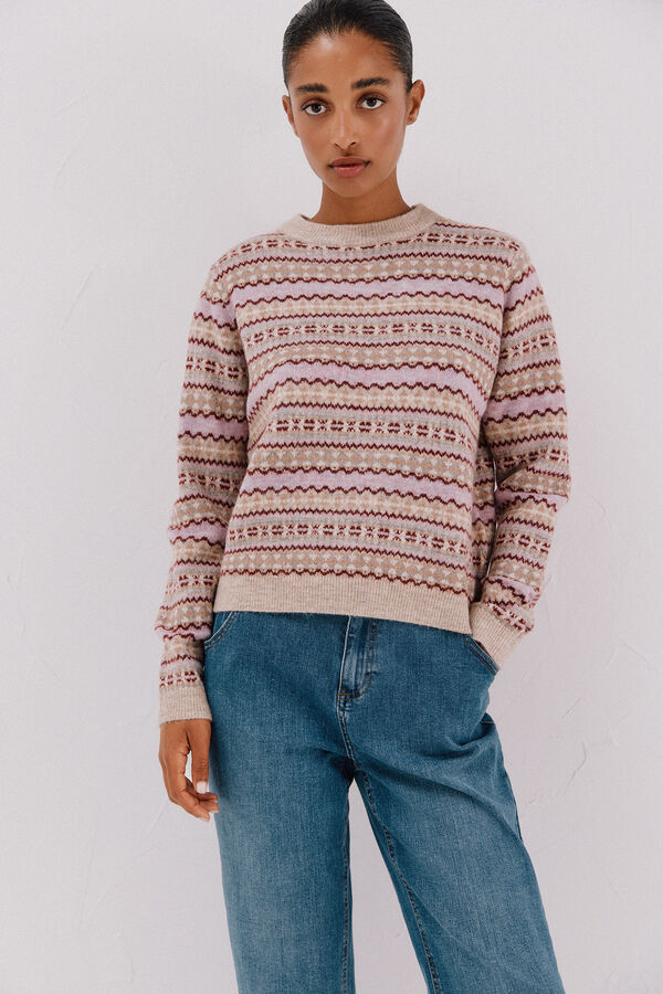 Cortefiel Jersey punto grecas Beige