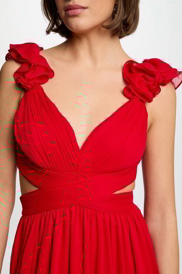 Morgan Vestido comprido reto folgado Vermelho