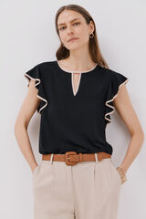 Cortefiel Top de malha com detalhe em forma de l&aacute;grima Preto