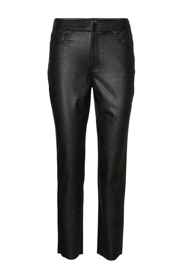 Vero Moda Pantalón recto efecto piel Negro