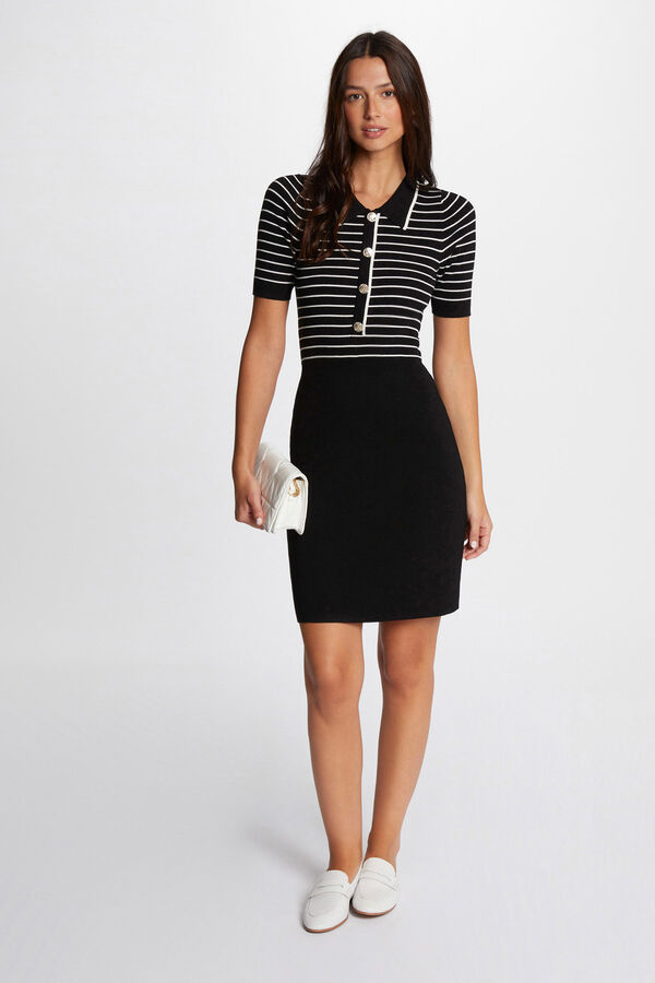 Morgan Vestido curto de malha com riscas Preto