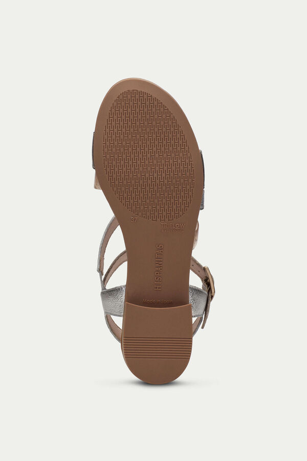 Hispanitas Sandalia plana tiras vinilo/piel LENA Gris