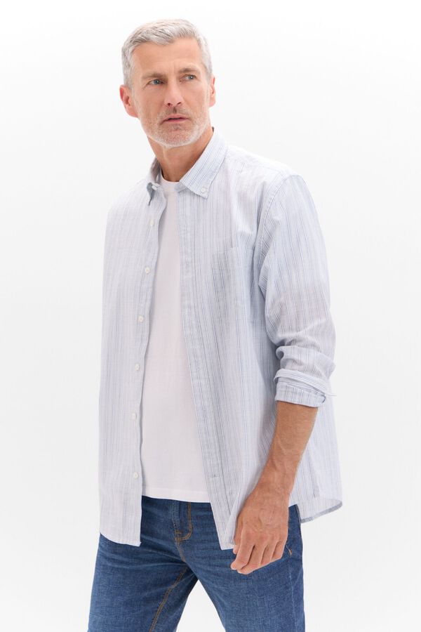 Cortefiel Camisa flamé rayas Azul