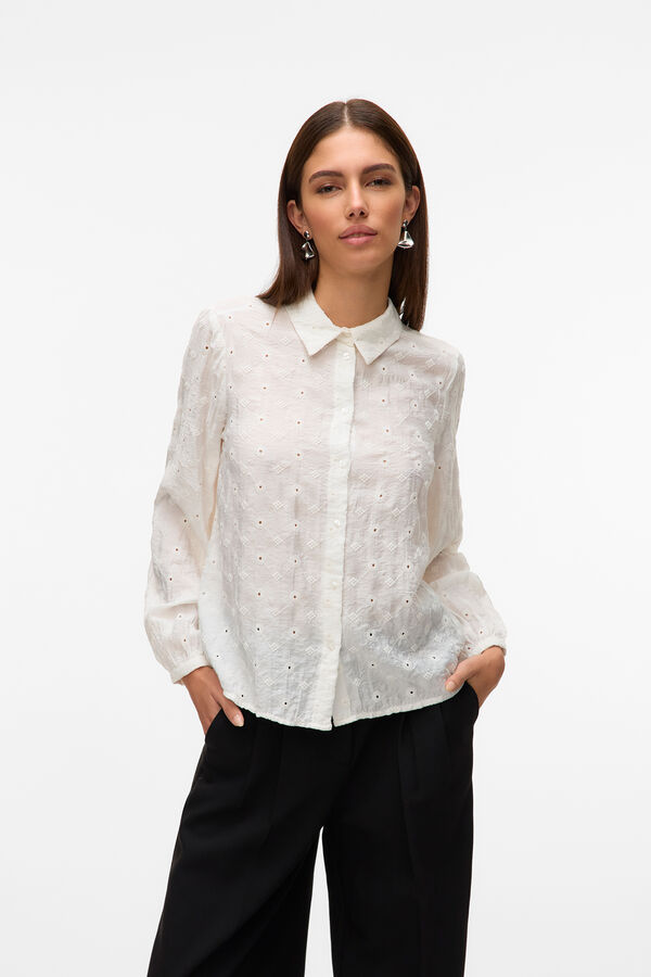 Vero Moda Camisa manga comprida com bordado Branco
