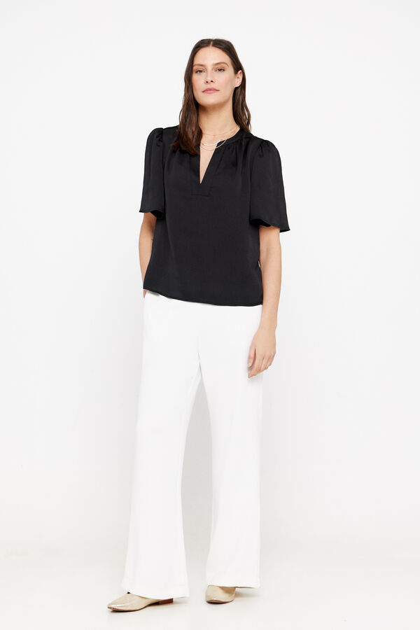 Cortefiel Blusa fluida estampada Preto
