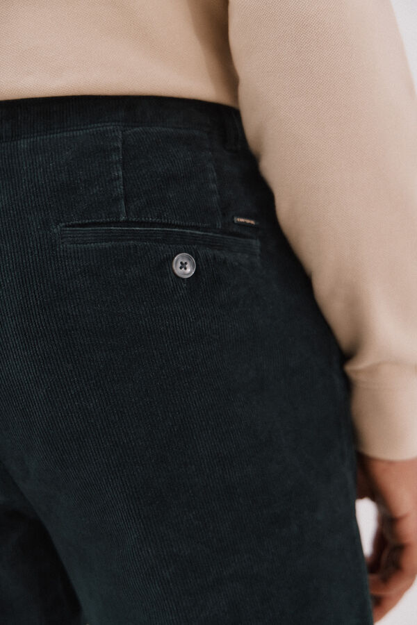 Cortefiel Pantal&oacute;n chino pana Verde oscuro