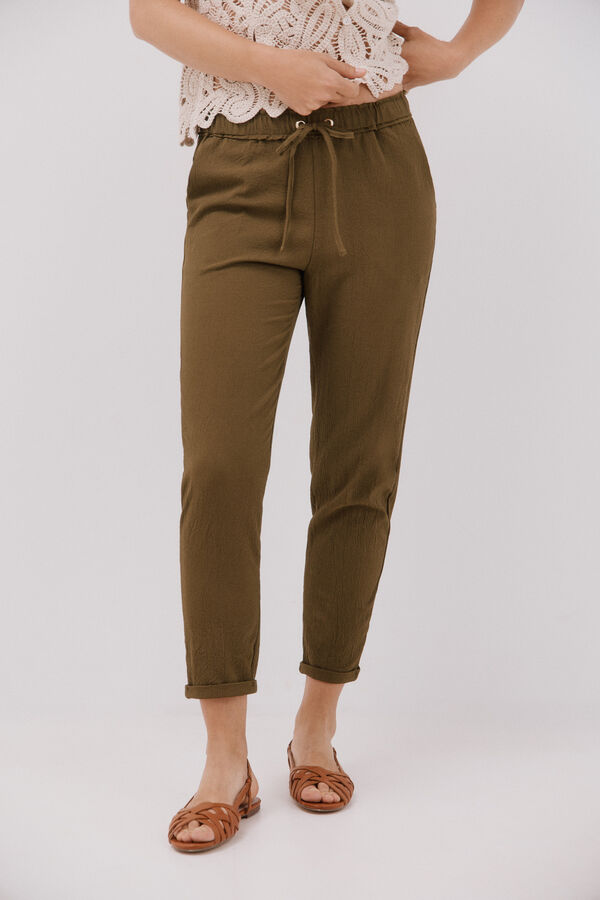 Cortefiel Calças muito fluído Verde