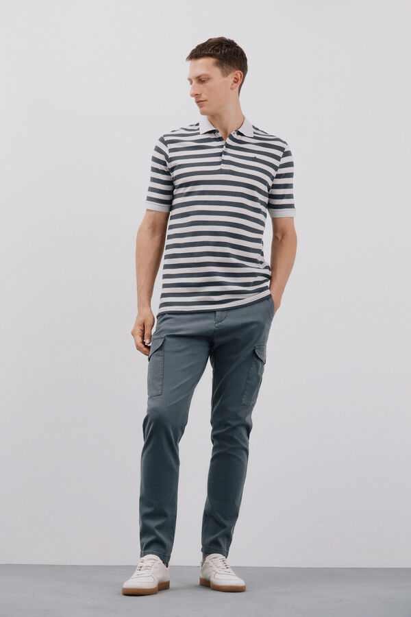 Cortefiel Polo piqu&eacute; de rayas Gris