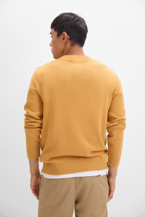 Cortefiel Jersey algod&oacute;n cables cuello redondo Dorado
