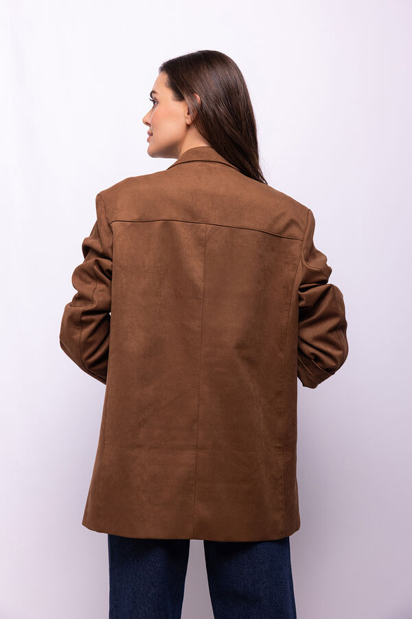 Object Blazer com efeito camur&ccedil;a Castanho