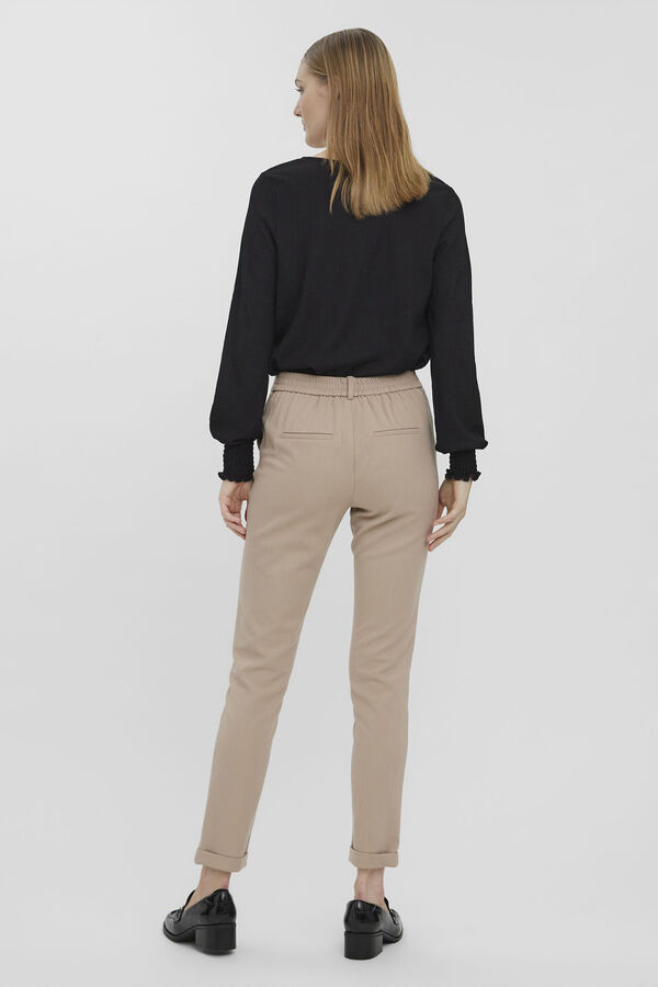 Vero Moda Cal&ccedil;as compridas retas femininas Castanho