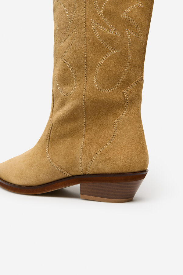 Cortefiel Bota cowboy serraje Beige