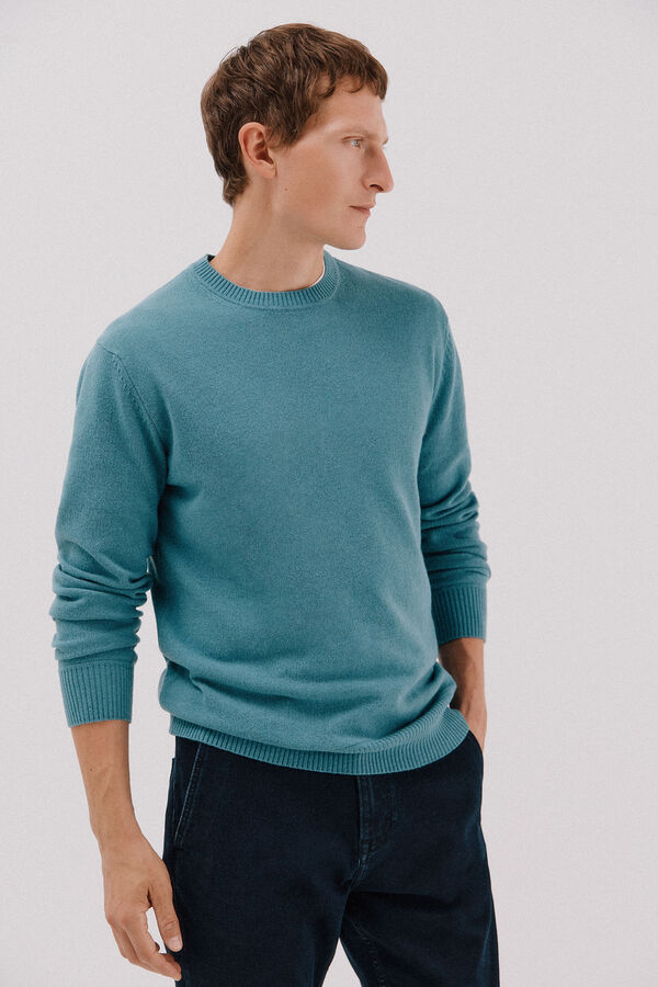 Cortefiel Jersey lana lambswool cuello redondo Azul