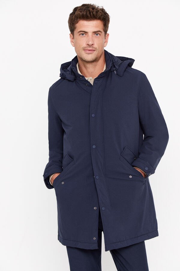 Cortefiel Impermeable con capucha Azul marino