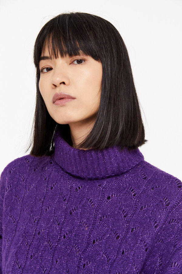 Cortefiel Jersey punto calados Morado