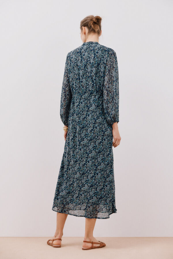 Cortefiel Vestido estampado fluido Azul