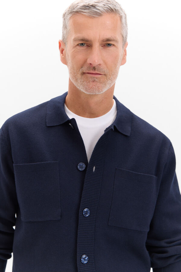 Cortefiel Jersey sobrecamisa punto algod&oacute;n Azul marino