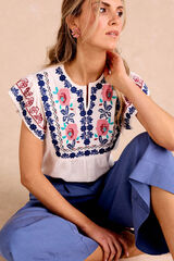 Pol&iacute;n Et Moi Blusa bordado Abela Marfil