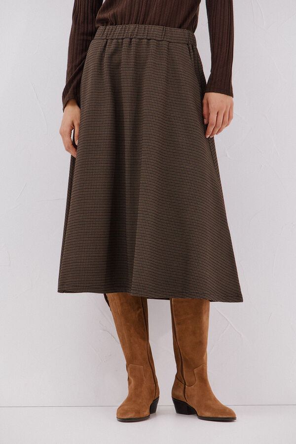 Cortefiel Falda de punto evas&eacute; Estampado beige