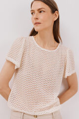 Cortefiel Top estruturado riscas Ecru